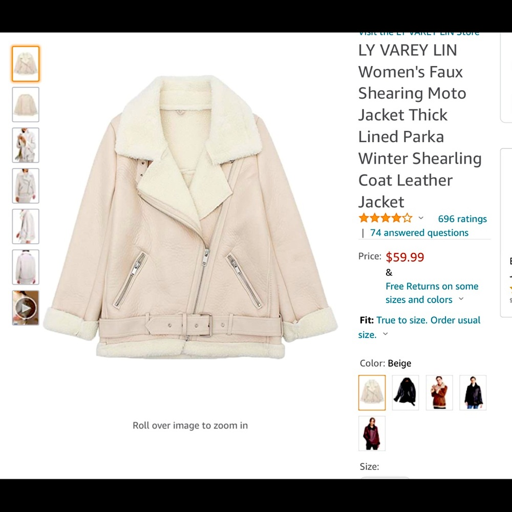 LY VAREY LIN Women's Faux Shearing Moto Jacket Thick Lined Parka